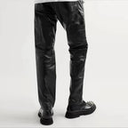 New Black Sheepskin Skinny Leather Pants