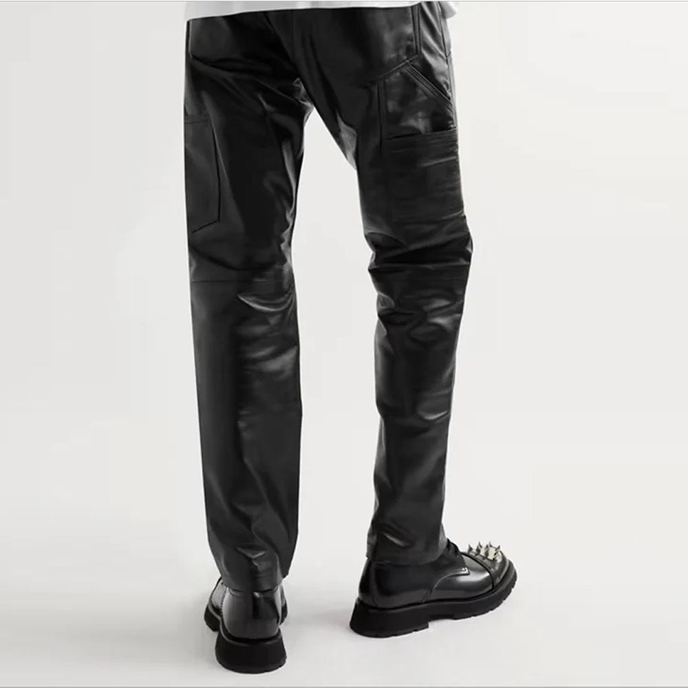 New Black Sheepskin Skinny Leather Pants