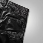 New Black Sheepskin Skinny Leather Pants