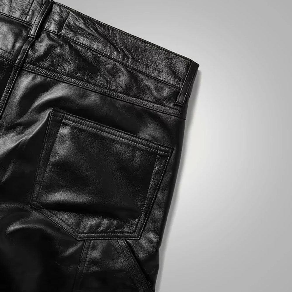New Black Sheepskin Skinny Leather Pants