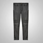 Black Men Real Sheepskin Leather Biker Pants