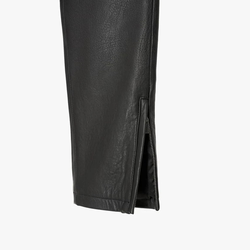 Black Men Real Sheepskin Leather Biker Pants