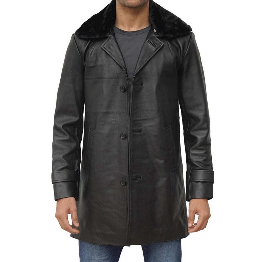 Mens Leather Shearling Coat