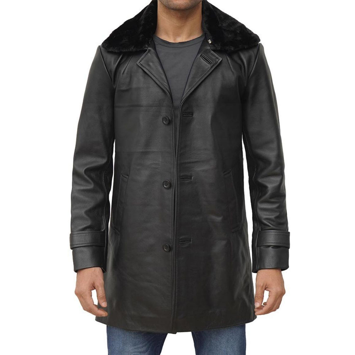Mens Leather Shearling Coat