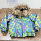 Men's Camo Sheepskin Leather V-Bomber Jacket – 100% Duck Down, Real Fur Hood