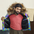 Men's Camo Sheepskin Leather V-Bomber Jacket – 100% Duck Down, Real Fur Hood