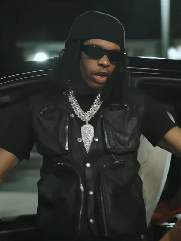 Lil Baby 5AM Black Leather Vest