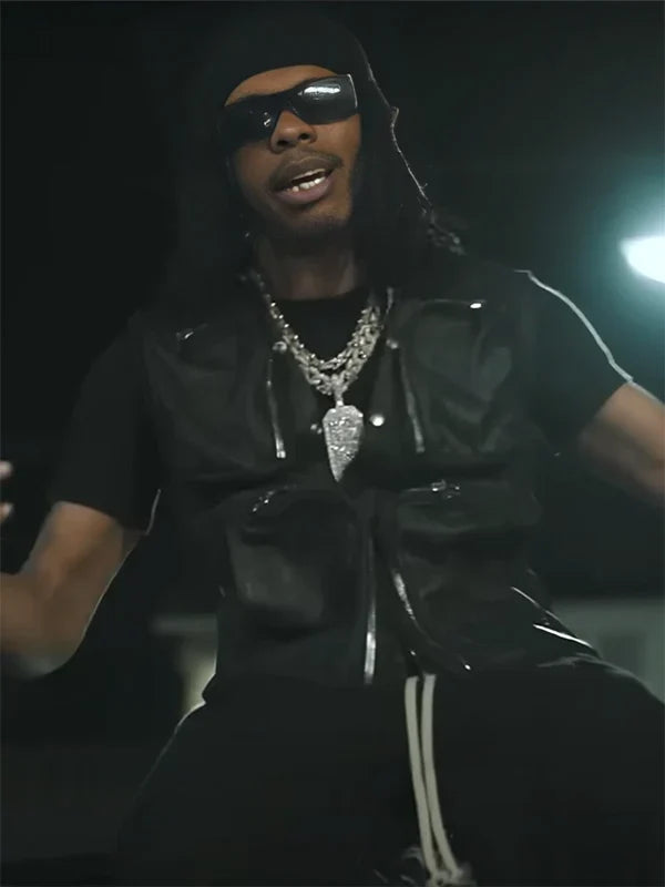 Lil Baby 5AM Black Leather Vest