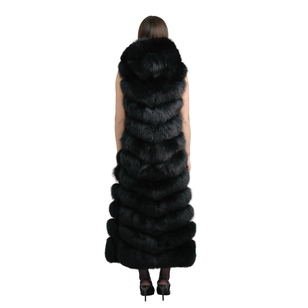 Full Length Fox Fur Chevron-Cut Vest