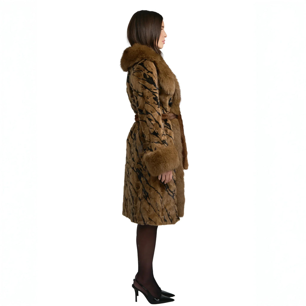 Mink Three Quarter Coat with Fox Trim