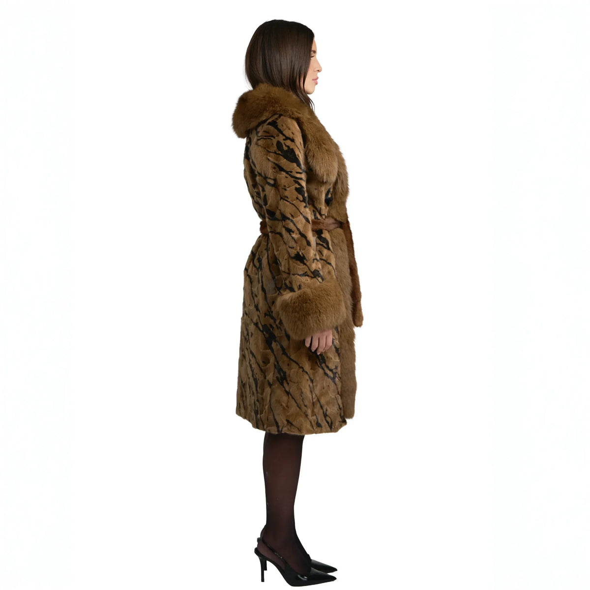 Mink Three Quarter Coat with Fox Trim