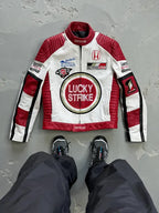 Lucky Strike Motorcycle Racing Streetwear Casual Leather Biker Jacket