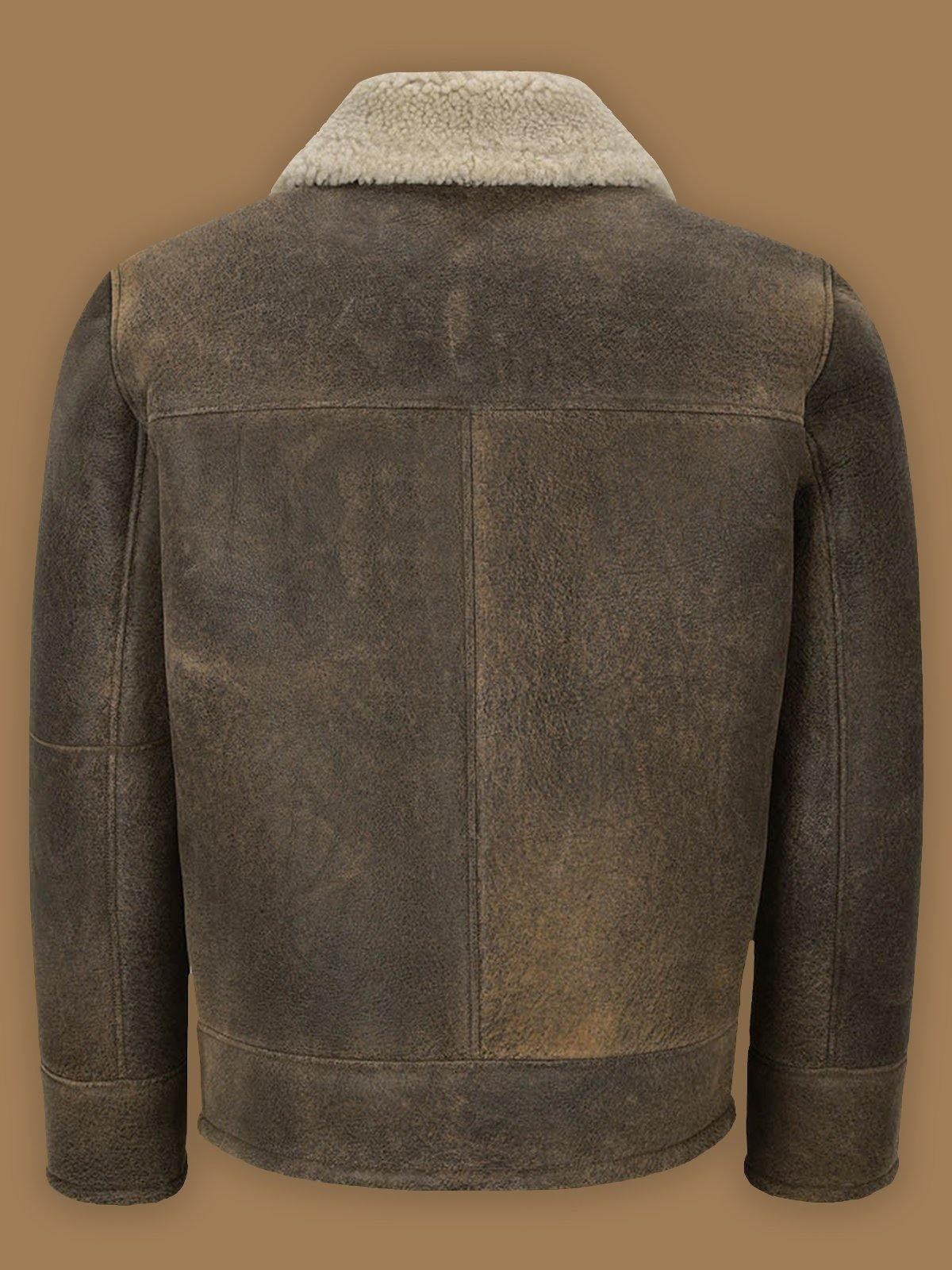 Men’s Old Fashion Brown Shearling Bomber Leather Jacket