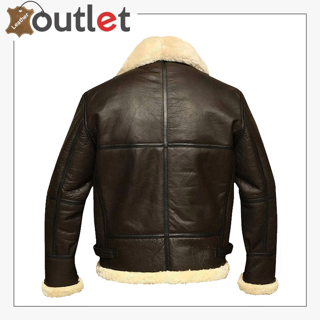 MEN B3 BOMBER AVIATOR SHEARLING SHEEPSKIN LEATHER WINTER JACKET