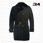 Men Black Sherpa Trench Coat