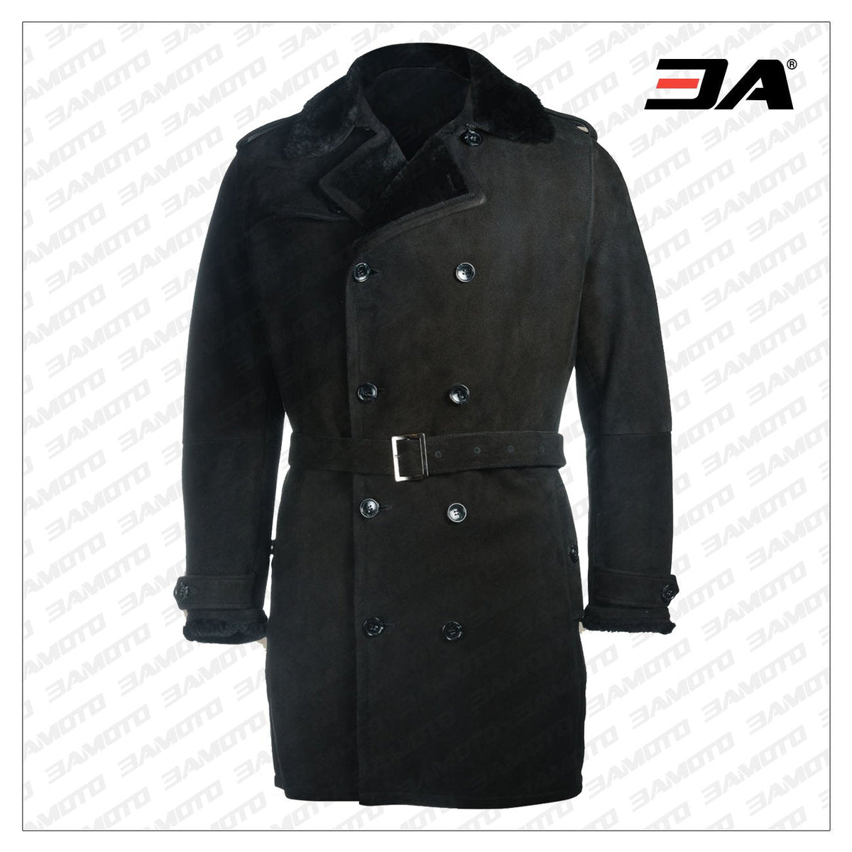 Men Black Sherpa Trench Coat