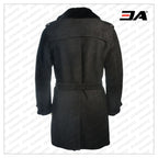 Men Black Sherpa Trench Coat