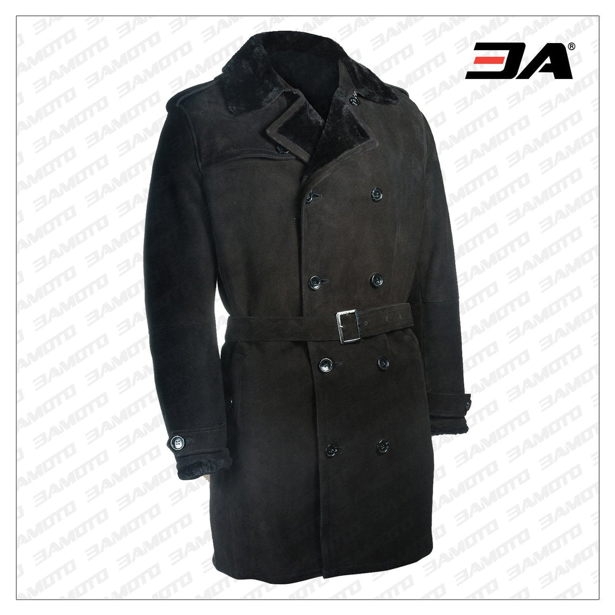 Men Black Sherpa Trench Coat