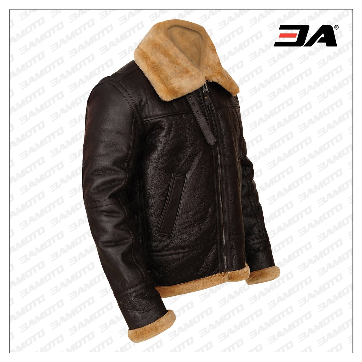 Men Brown B3 Sheepskin Leather Jacket
