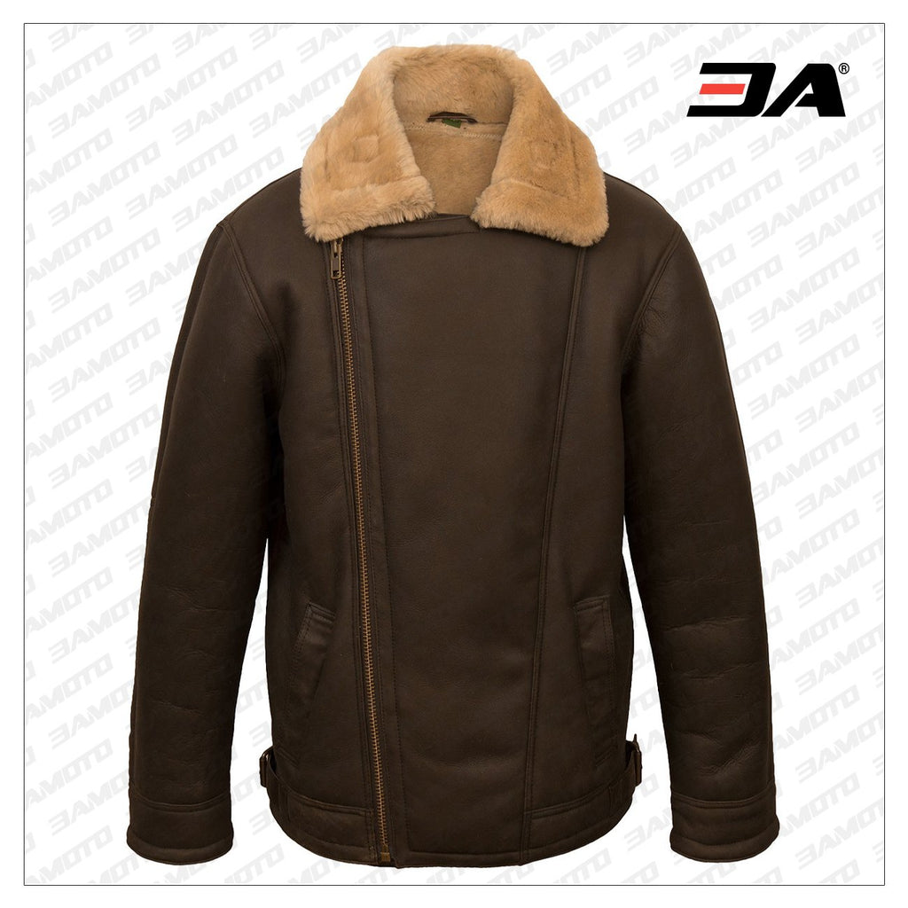 Men Brown Pilot Shearling Jacket