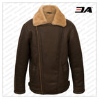 Men Brown Pilot Shearling Jacket