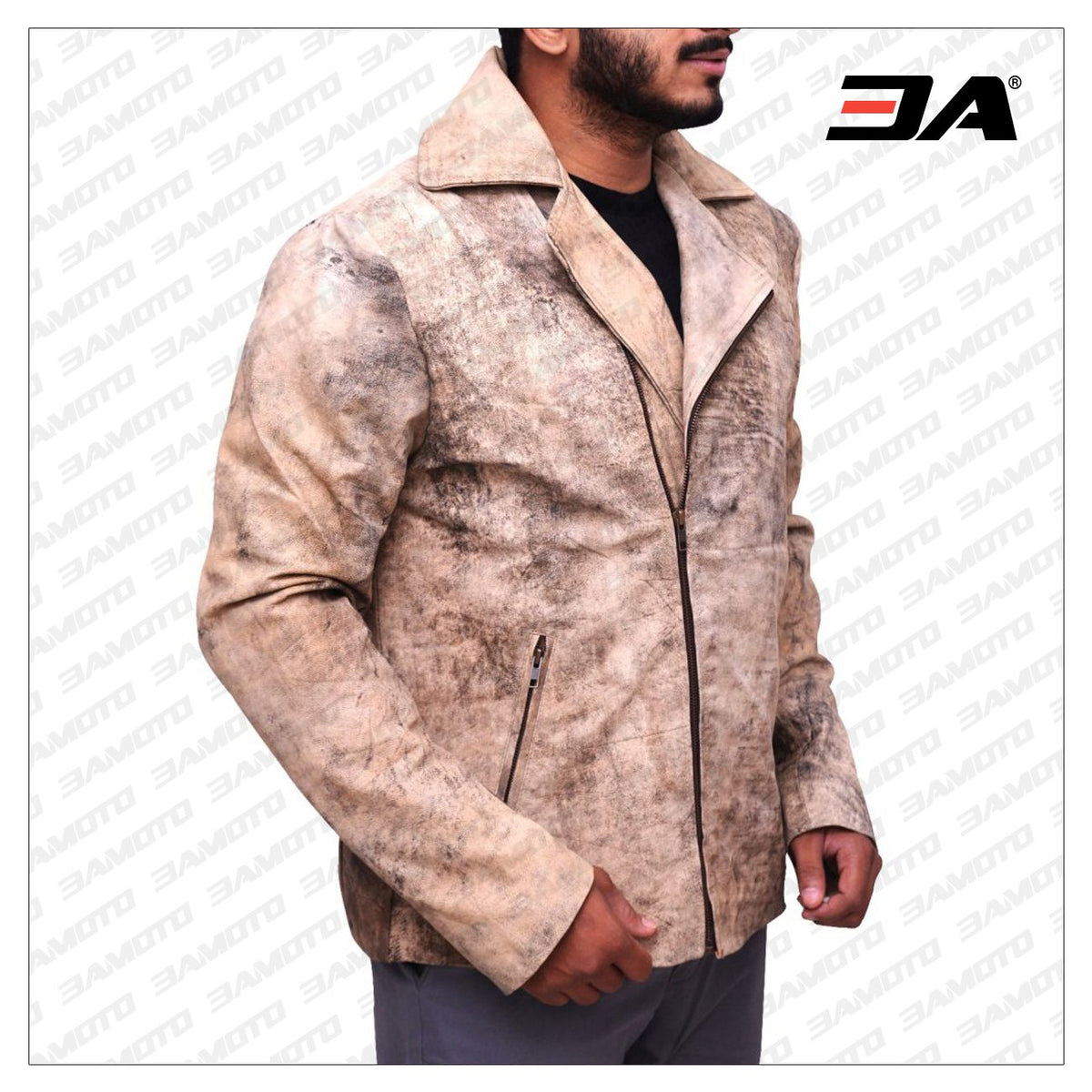 Men Distressed Brown Biker Leather Jacket