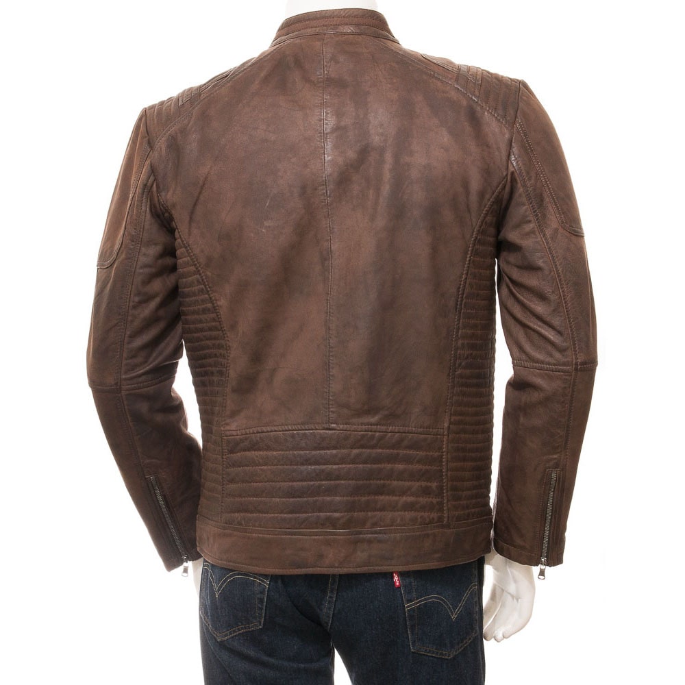 Men’s Brown Leather Biker Jacket