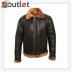 MEN'S Aviator B3 brown shaded sheepskin fur leather bomber flying jacket