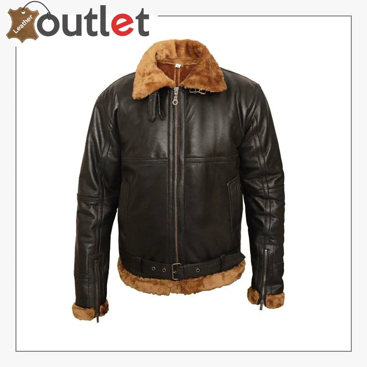 MEN'S Aviator B3 brown shaded sheepskin fur leather bomber flying jacket