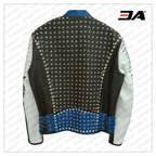 Made To Order Full Studded Biker Leather Coat Jacket Multi Color Design
