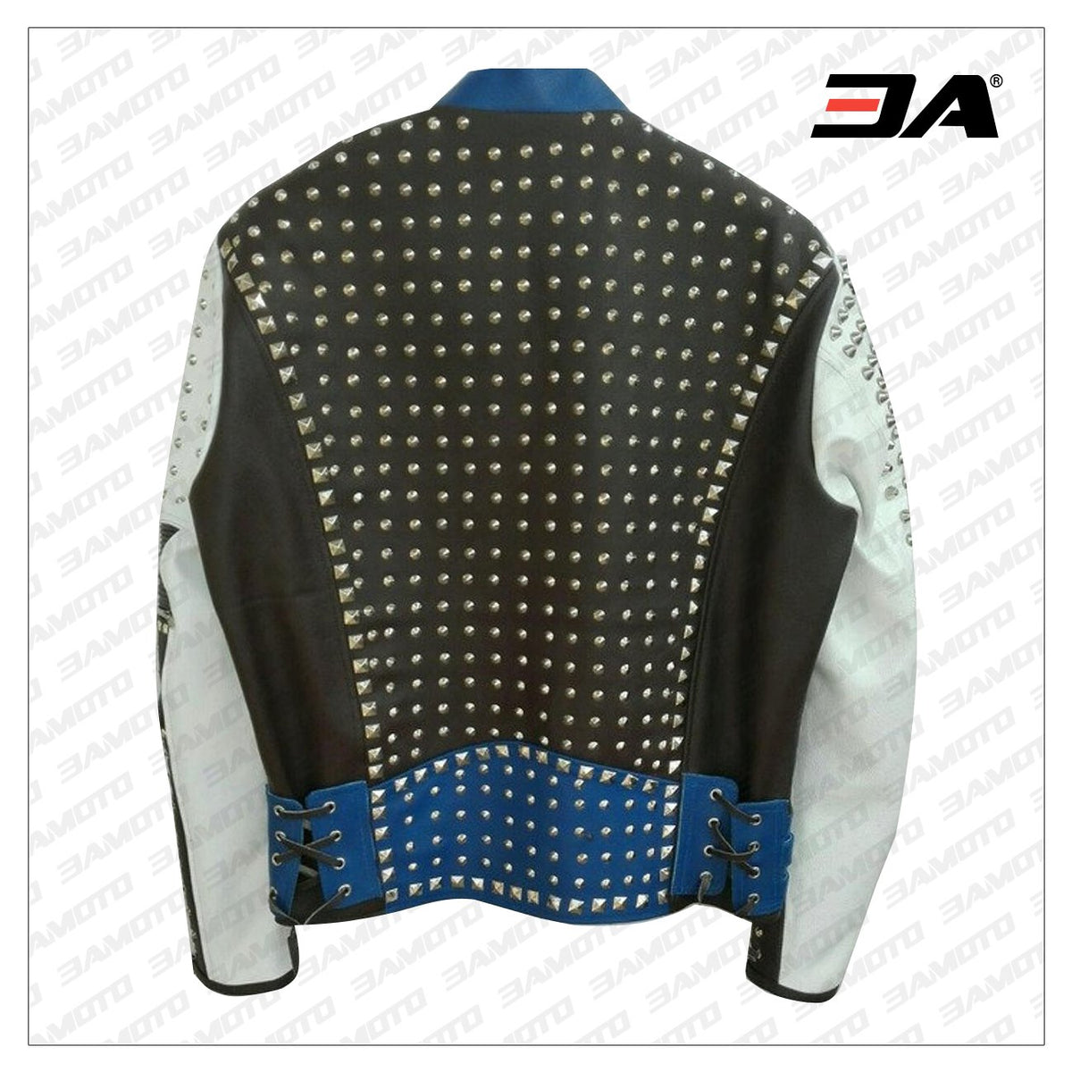 Made To Order Full Studded Biker Leather Coat Jacket Multi Color Design