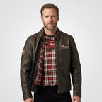 Men’s Custom Star Detail Leather Moto Jacket – Premium Biker Performance Gear