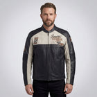Men’s Harley-Style Genuine Leather Jacket – Star Embroidered Shoulder Moto