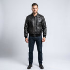 Men’s Vintage A2 Flight Leather Jacket – 80s Military Aviator Bomber Coat