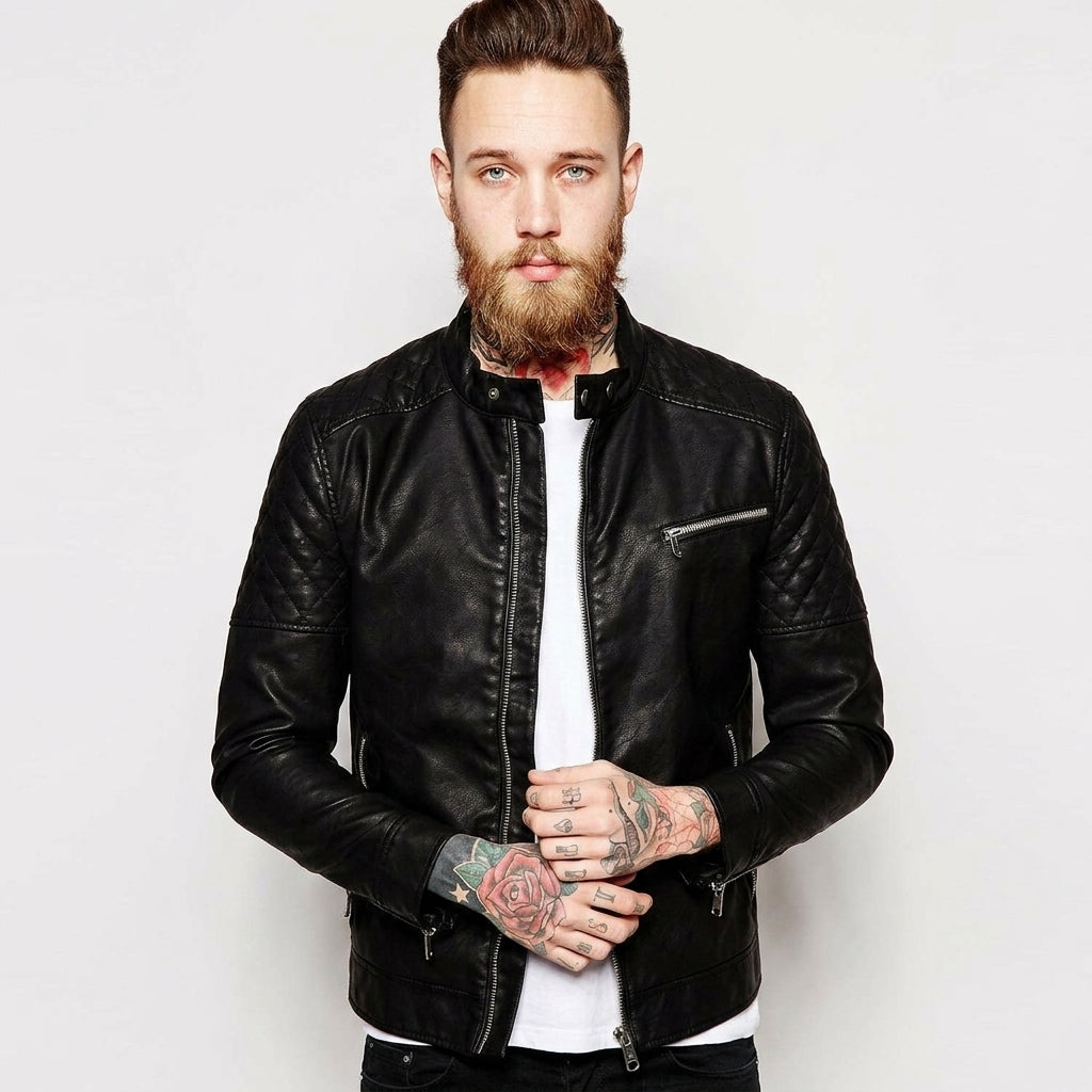 Men’s Lambskin Leather Biker Jacket – Premium Moto Style Jacket