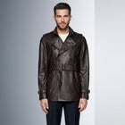 Men’s Double Breasted Lamb Leather Belted Waist Coat