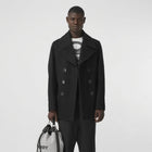 Men’s Black Fleece Peacoat – Classic Double Breasted Winter Coat