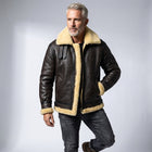 Men’s Dark Brown B3 Military Shearling Bomber Jacket – Premium Aviator Flight Coat