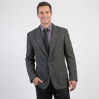 Men’s Gray Herringbone Wool Blazer – Classic Tailored Waverly Sport Coat