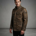 Men's Vintage Brown Genuine Field Leather Jacket - Leather Outlet