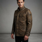 Men's Vintage Brown Genuine Field Leather Jacket - Leather Outlet