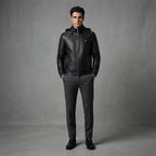 Men's Black Hooded Leather Jacket - Leather Outlet