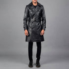Men's Black Leather Duster Coat - Leather Outlet