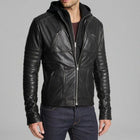 Men's Slim Fit Black Leather Jacket - Leather Outlet