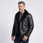 Men’s Black B3 Shearling Bomber Jacket – Premium Sheepskin Aviator Coat