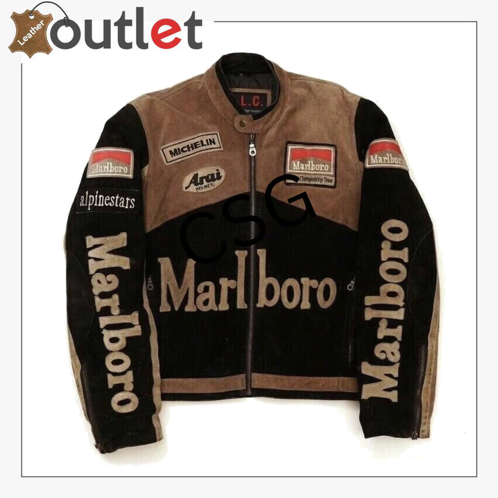 Marlboro Cafe Racer Leather Jacket for Men