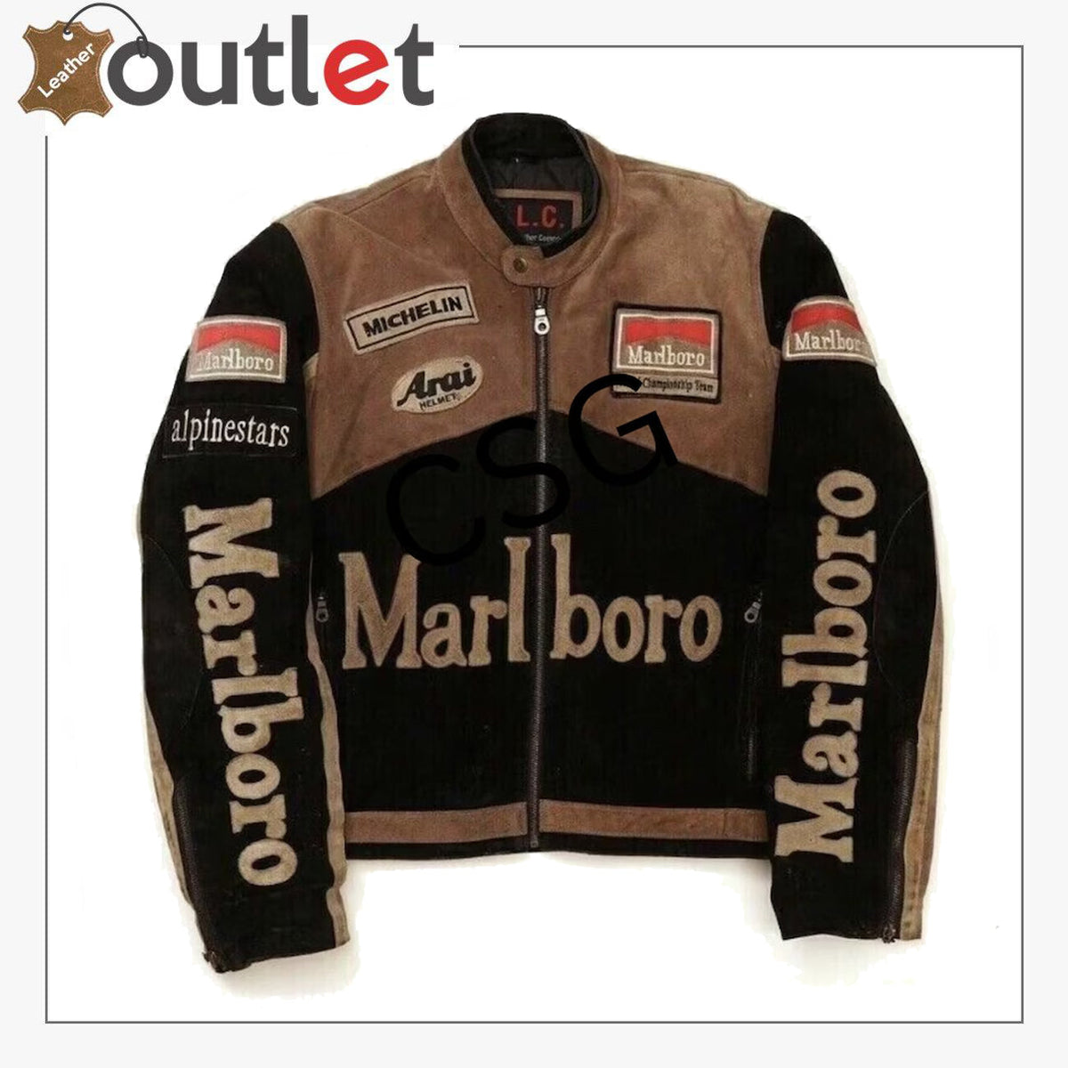 Marlboro Cafe Racer Leather Jacket for Men