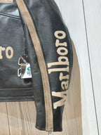 Marlboro Racing Black Motorcycle Cowhide Leather Jacket
