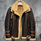 Men’s Aviator Dark Brown Leather Shearling Jacket
