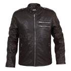 Men Black Genuine Leather Jacket with Double zippers on chest